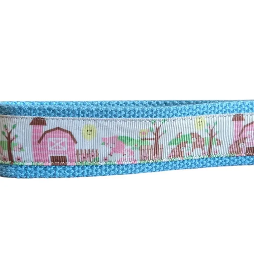 Farm Keychain Wristlet Handmade Boho Fabric Key FOB Gift Present‎ Barn Silo Cows
